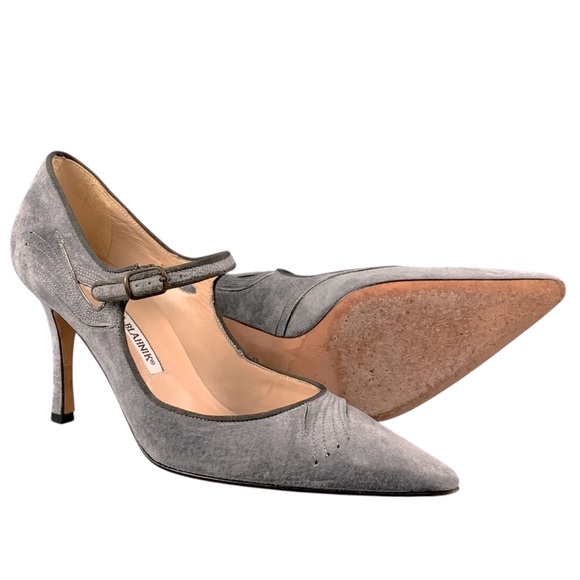 Manolo Blahnik Shoes - Manolo Blahnik Mary Jane grey sz 38 in original box